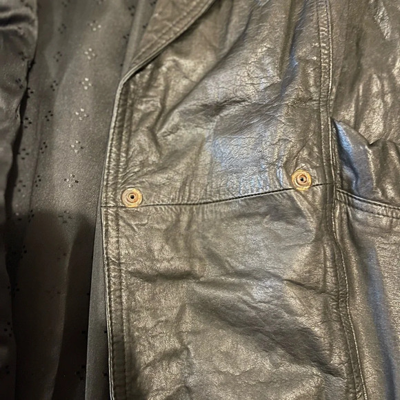 VTG Natural leather long jacket/ coat size M BLACK Turkey - Picture 11 of 11